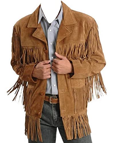 Homestoreuk Real Suede Western Style Leather Jacket For Sale Native American Coat Fringe (As1, Alpha, L, Regular, Regular, Large) #TOP4