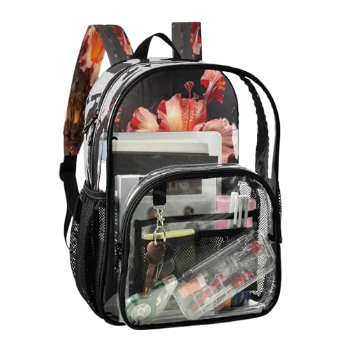 Beautiful Flowers Clear Backpack - Stadium Approved Large 15.7-inch Waterproof Transparent Bag for Sports, Concerts, Work, Travel#2682