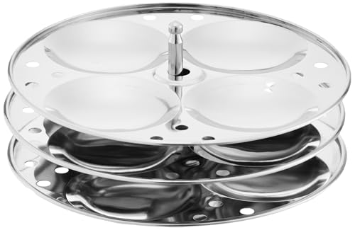 Image of TOSAA STAINLESS STEEL IDLI 4 * 3 PLATES (12 IDLIS) COMPACT IDLI MAKER - FOR HEALTHY COOKING, STEAM FRESH IDLIS EVERY TIME