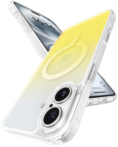 Image of eller sante Maven Magpro Back Cover Case for iPhone 16 Plus Scratch Resistant Camera Screen Protector TPU Shockproof 10ft Drop Protection Support Mag-Safe Wireless Charging- Light Yellow