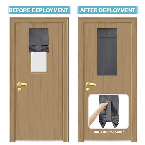 Image of RYB HOME Classroom Door Window Cover, Blackout Shades for Classroom Windows and Doors Cover Lockdown Shades, Room Darkening Design Blocks Views, W 8 x L 36, 1 Panel, Grey