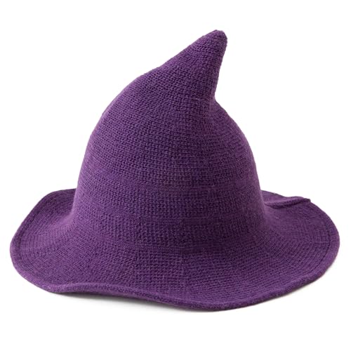 Jastore Halloween Witch Hat for Kids Girl Boy Wide Brim Foldable Halloween Hats for Party Cosplay Costume Accessory (US Age 3 Years 12 Years Purple)