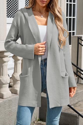 Image of Cakulo Womens Long Hooded Cardigan Sweaters Oversized Fall Cardigans 2025 Open Front Knit Sweater Coats Pockets