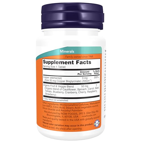 NOW Copper Glycinate Tablets