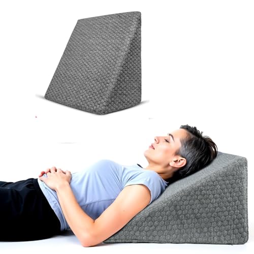Image of Torque Wedge Pillow for Leg Elevation- Dark Grey- 1 Pcs | Leg Elevation Pillow for Varicose Veins | Memory Foam Orthopedic Cushion HR-Legs Pain Relief Pillow for Sleeping