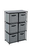 Homebi 6-Drawer Storage Chest Shelf Unit Storage Cabinet Multi-Bin Organizer with Removable Non-Woven Fabric Bins in Grey,25