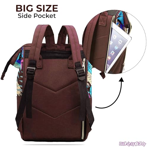 Image of BEMBIKA Diaper Bags for Mom and Dad, Diaper Bags for mom and Baby, Mummy Bag for Multi-Function Waterproof and Large Capacity Printed Leaf Design