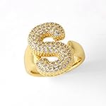 Initial Rings for Women, Bubble Letter Initial Balloon Ring Adjustable Charm Rings Open 14K Chunky Gold Rings Jewelry for Women - Image 5