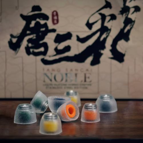 Image of TANGZU Tang Sancai Noble Earbud Tips, Replaceable Liquid Silicone Medical Grade Hypoallergic Eartips, Stainless Steel IEM Ear Plugs, Optional XS /S /M /L Size for in Ear Monitors (L- 1 Pair)