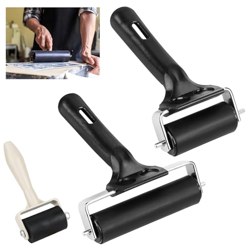 3 Stück Gummiwalzen Gummiroller Farbwalze Linoldruck 3,5cm/6cm/10cm...