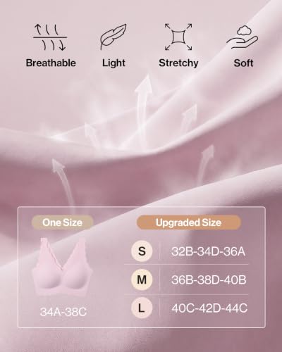 Image of Ubras Deep V Seamless Bras for Women Scalloped Wireless Bralette Comfortable Soft Everyday Sleep Bras Smart Size