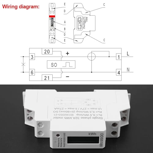 Compteur électrique LCD compact rail DIN 220V mesure KWh DDS5188 - 4