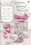 Tarjeta para el día de la madre para mamá, grande, 25 x 18 cm, elegante diseño floral con mariposas, tema de caja de regalo rosa, mensaje sentimental sincero, tarjeta de felicitación premium