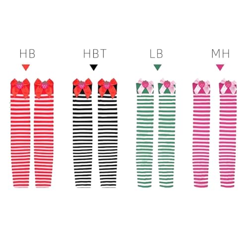 Women Stockings, Sweet Strawberry Bowknot Ribbed Over Knee Socks for Women Christmas Festivals Striped Thigh High4