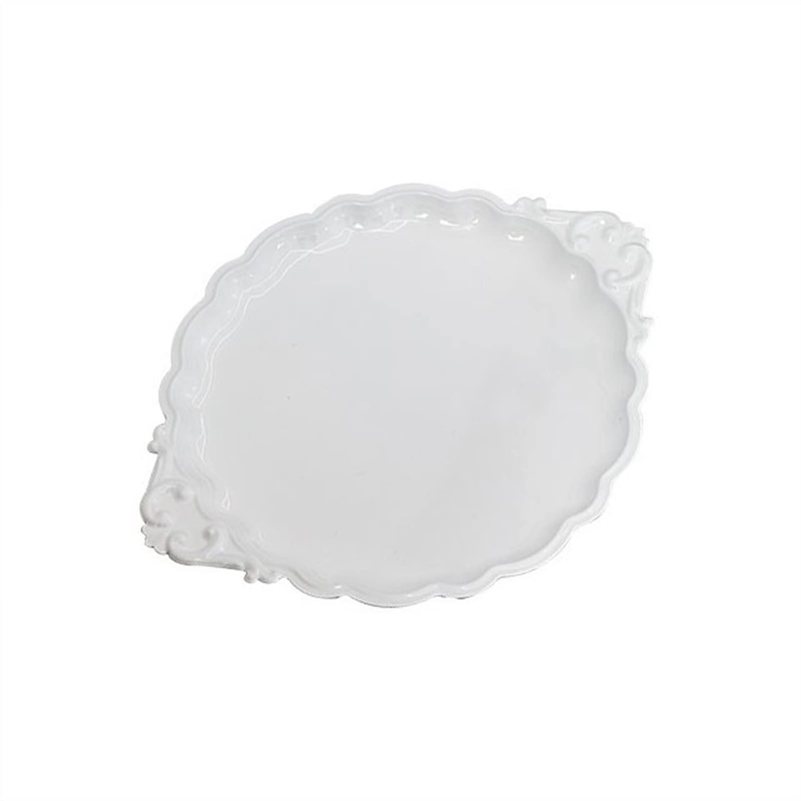 HPTHLY Serving Tray Vintage Metal Tray Dish Service Tray Jewelry Display Tray Afternoon Tea Dim Sum Tray, White/Gold/Black Decorative Tray (White)