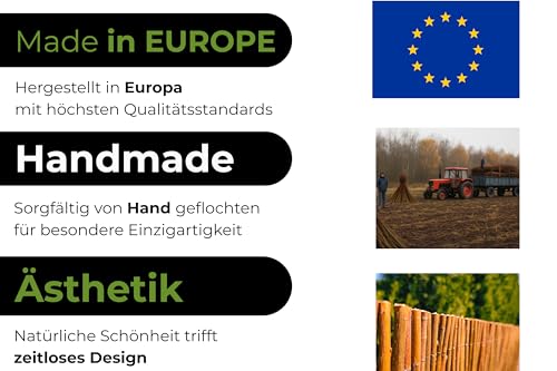 Ogrodzenia Wiklinowe Weidenmatte 90 x 300 cm - Balkon Sichtschutz - Zaun Garten aus Holz - Sichtschutz Garten - Windschutz & Sonnenschutz - Schattenspender