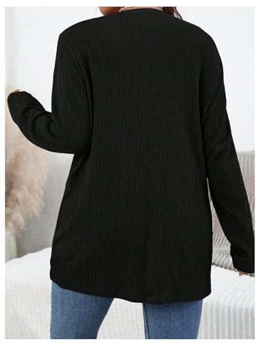 GORGLITTER Women's Plus Size Cardigan Sweaters Dressy Chunky Long Sleeve Open Front Knit Sweater Fall Outfits3