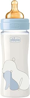 Chicco Original Touch Biberon in Vetro, Flusso Lento, Azzurro, 240 ml
