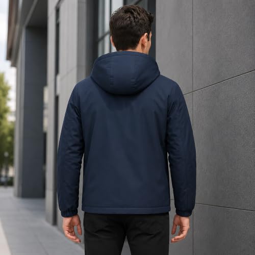 Image of MIA FASHION Men's Hooded Waterproof Rain Jacket Lightweight Wind Resistant Jacket with Zipper Pockets for Bike Riding, Travel & Outdoor Use