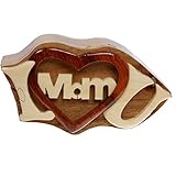 Handmade Wooden Jewelry Box | Intarsia TRICK SECRET I love you Mom Puzzle Box, One Size