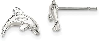 Brincos de prata esterlina 925 golfinho mini pino pino bola botão animal vida marinha joias finas para mulheres presentes para ela, Prata esterlina Cristal