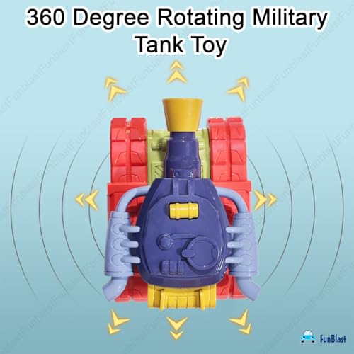 Image of FunBlast Missile Launcher Toy - Electric Missile Launcher Tank Toy with 360 Degree Rotating Universal Wheel, Flashing Lights & Sound Toys Vehicles for 3+ Year Old Kids, Boys