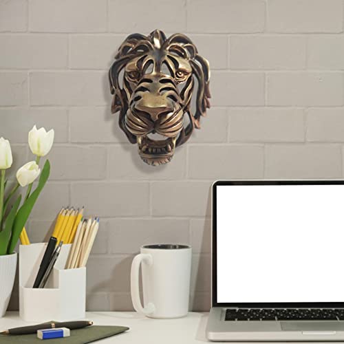 Art mural tête de lion creuse en résine au design sculpté élégant