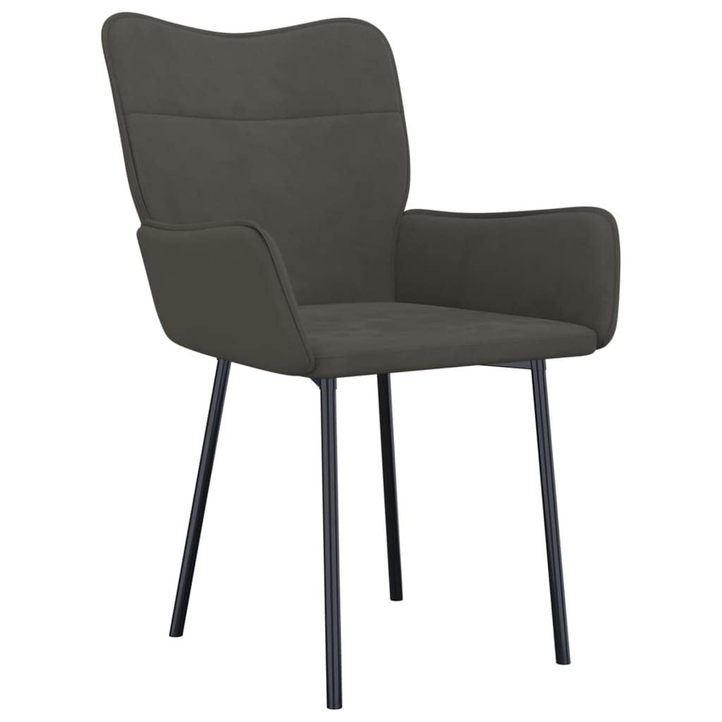 Krzesła do jadalni, 2 szt., ciemnoszare, aksamitne, tapicerowane, z podłokietnikami, ergonomiczny, metalowy stelaż, 55 x 58,5 x 81,5 cm, do kuchni, salonu, jadalni, nowoczesne wzornictwo