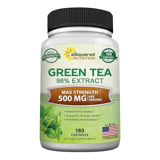 Green Tea Extract Supplement with EGCG - 180 Capsules - Max Potency Green Tea Fat Burner 500 mg Pills for Weight Loss, Boost Metabolism & Heart Health, All-Natural Low Caffeine Diet Detox Antioxidant