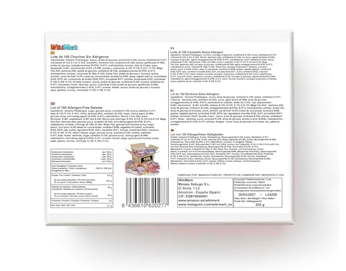 WikiMark – 100 Allergenfreie Süßigkeiten, Gummibärchen und Lutscher – zum Befüllen von Geburtstags, Party, Weihnachts und Halloween-Tüten. Glutenfrei und Milchfrei.