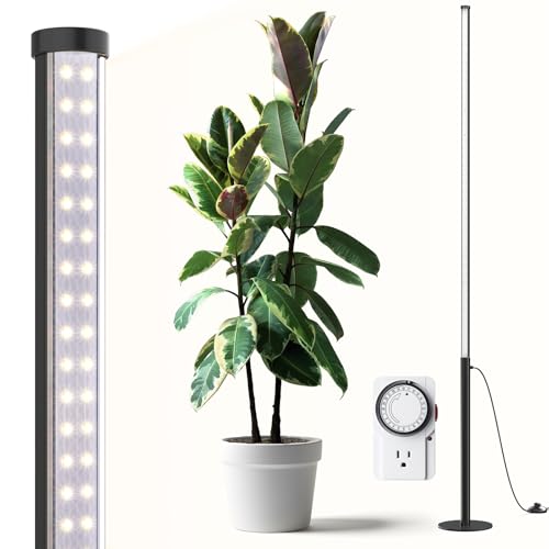 Barrina T10 Pro Standing Grow Light with Timer 42W 5000K Full Spectrum Vertical Tall Grow Lights for Indoor Plants Wide Coverage 4FT to 5.6FT Height with Foot Switch for Flower and Tall Plants