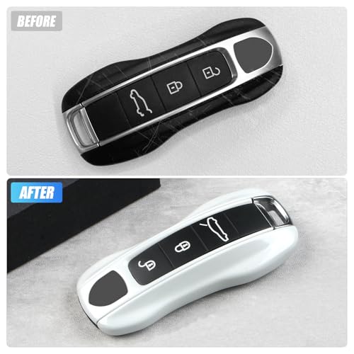 Coque de clé Blanche à Fleurs Fines compatible avec Porsche Cayenne 2018-2025