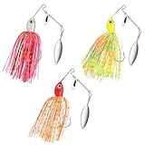 3 Stück Angel Köder Set，Chatterbait Multi Tail Spinnerbait Angelköder Barsch Blinker Forellen Spoon Hecht Köder Kunstköder Gummiköder Forellenköder Fishing Bait mit Silikon Skirt, Scharfer Haken