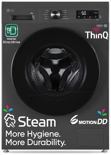 LG 8 Kg, 5 Star, Wi-Fi, Direct Drive Technology, Steam Wash, 6 Motion DD, Fully-Automatic Front Load Washing Machine (FHB1208Z4M, Allergy Care, In-Built Heater, Touch Panel, 2024 Model, Middle Black) For Rs. 26490 @ 48 %