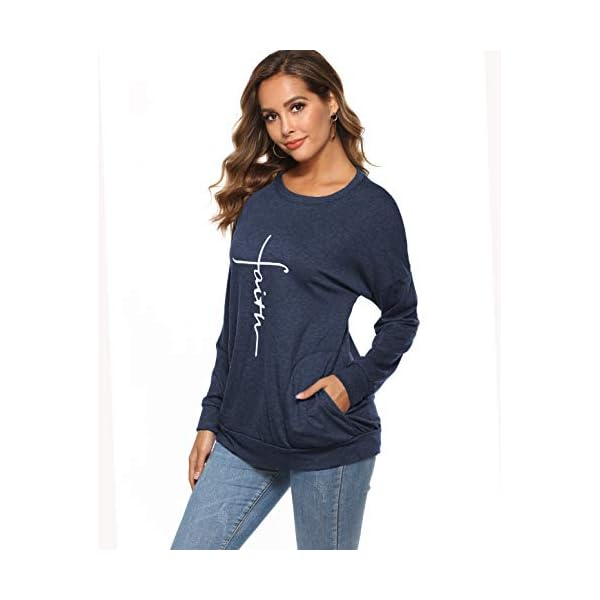 Mansy-Womens-Summer-Casual-Letter-Printed-Tshirts-Short-Sleeve-and-Long-Sleeve-Graphic-Tees-Tops-Sweatshirt-Pockets Mansy Women's Faith Sweatshirt Loose Fit Long Sleeve Crewneck Christian Letter Print Tunic Tops with Pocket