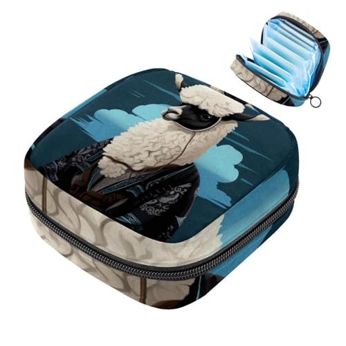 Borsa mestruale,Sacchetto di immagazzinaggio del tovagliolo sanitario,Llama del fumetto carino,Porta tamponi per borsa