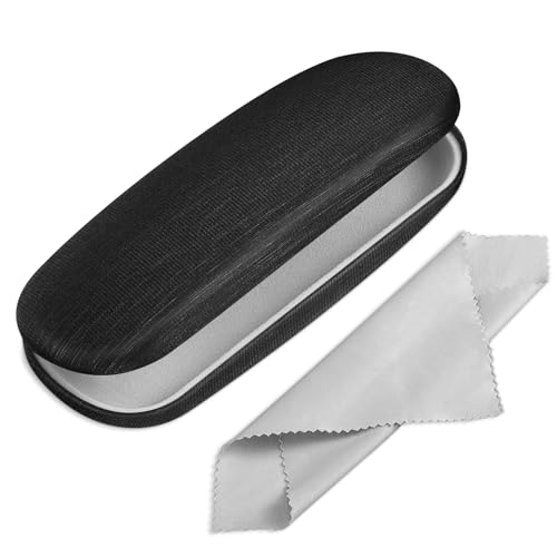 FINTIE Funda Gafas Rigida, Portátil Cuero y Sintético Estuche Gafas Rigido con Pañuelo Limpia Gafas para Mujeres y Hombres
