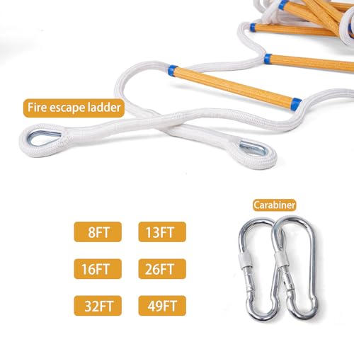 Bretangme 50 FT Fire Escape Ladder For Home 50Ft Fire Emergency Ladders 6 Story 7 Story Safety Survival Ladders Rope Ladder Emergency Fire Must Haves House thumb #6