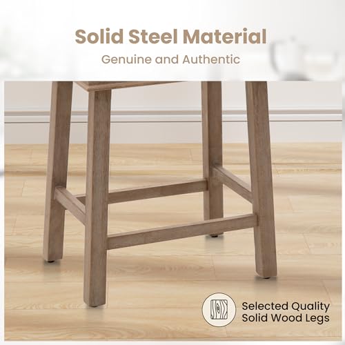 Image of PHI VILLA Counter Height Bar Stools Set of 2, Solid Wood Barstools