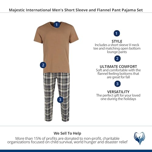 Majestic International Men's Short Sleeve and Flannel Pant Pajama Set4