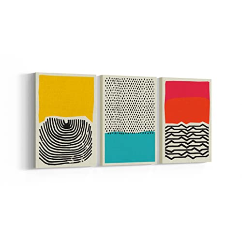 Yellow Mid Century Modern Decor Art Wall Canvas Poster Paintings For Living Room Wall Artworks Modern Home Decor 3 Piece Canvas Wall Art (Geometry, 16X24Inchx3) #TOP6