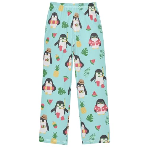 Boy's Pj Pants Penguin Tropical Fruit Lounge Bottoms Elastic Waist Kids Joggers with Pockets Size 6-14