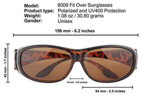 Fit Over Sunglasses Polarized Lens Case Included Wear Over Prescription Eyeglasses 100% UV Protection for Men and Women3