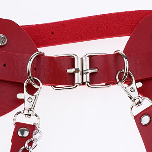 Women's Stylish Leather Waist Chain with Adjustable Band, Red, as described2