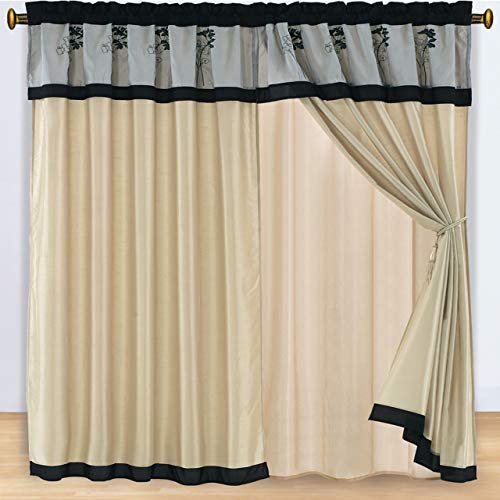 Lama 5PC Window Treatment Set Includes: 2-Rod Pocket Lined Panels (42