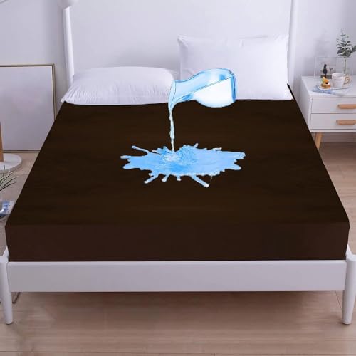 Image of 100% Waterproof Premium Cotton Feel Mattress Protector Single Size, 72x36 Inches | Breathable and Hypoallergenic Ultra Soft Fitted Bed Protector Cover Fits Upto 10 Inches- Single, Coffee