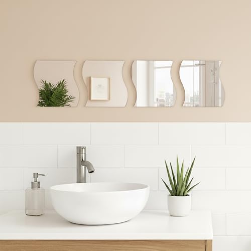 TENDANCE Lot de 4 Petits miroirs décoratifs en Forme de Stickers muraux, 7.12