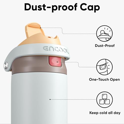 Image of ENCOOL Leakproof Insulated Water Bottle with Straw Dual-Sip Water Bottle Bag-Safe Design for Work, Commute & Gym - Keeps Drinks Cold All Day, 24 oz, Clay Grey