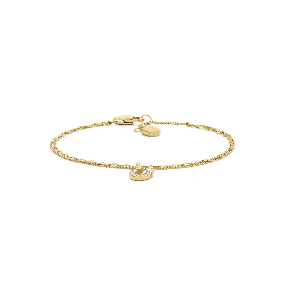 Fossil Women's brass with lobster clasp closure double chain bracelet