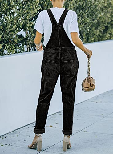 Sidefeel Women’s Classic Adjustable Strap Ripped Denim Overalls Jeans Pants Jumpsuits Small Black #TOP2